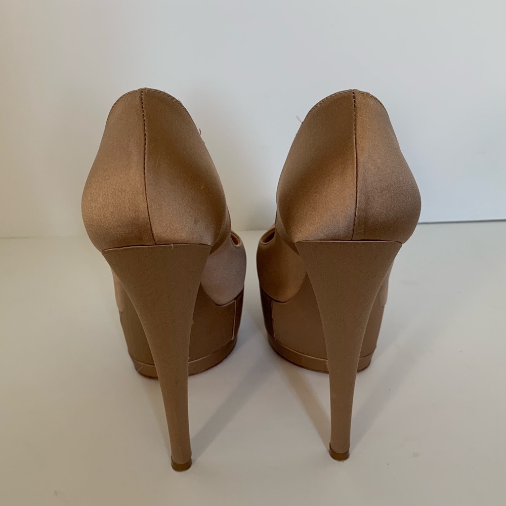 Casadei Nude Satin Platform Heel - Picture 3 of 4